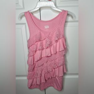 Justice GIRLS Light Pink Ruffled Tank Top
